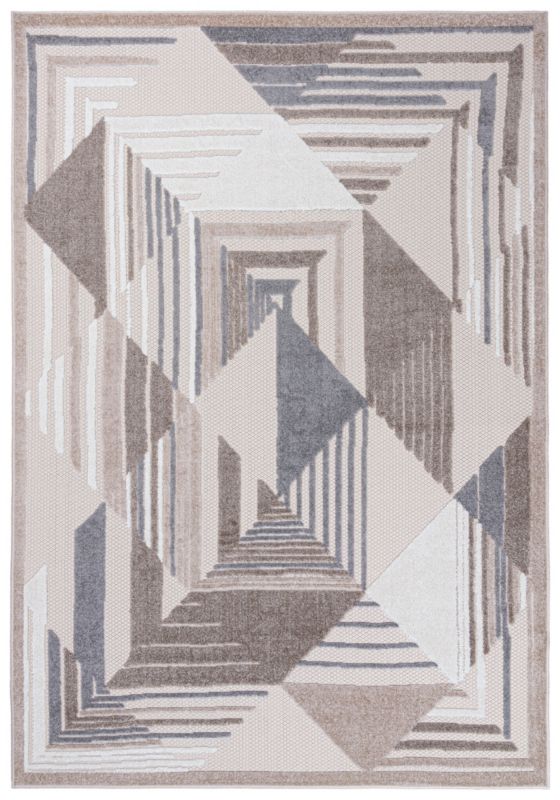 Dywan Zewnętrzny / Wewnętrzny Płaskotkany Aventura ED12C prostokąt Mazovia 160x 230 cm beżowy, kremowy motyw geometryczny 1 szt.