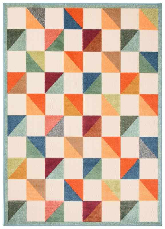 Dywan Zewnętrzny / Wewnętrzny Płaskotkany Aventura ED53A prostokąt Mazovia 80x 150 cm kolorowy motyw geometryczny,kratka 1 szt.