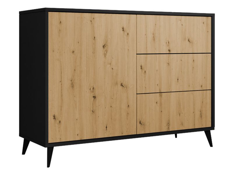 Komoda MIRJAN 24 Ovessi 1D3SZ czarny/dąb artisan 1 szt.
