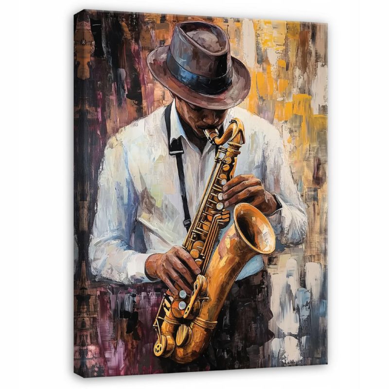 Obraz Mężczyzna Muzyka Pastelowy Do Sypialni Salonu Na Płótnie Canvas WALLARENA 100x70 cm Dekoracja Ścienna 1 szt.