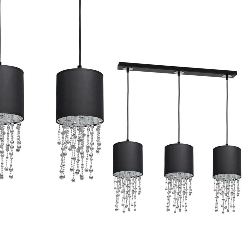 Lampa sufitowa wisząca Milagro Almeria 4304 czarno-srebrna szerokość 60 cm 3xE27 x 60W 1 szt.