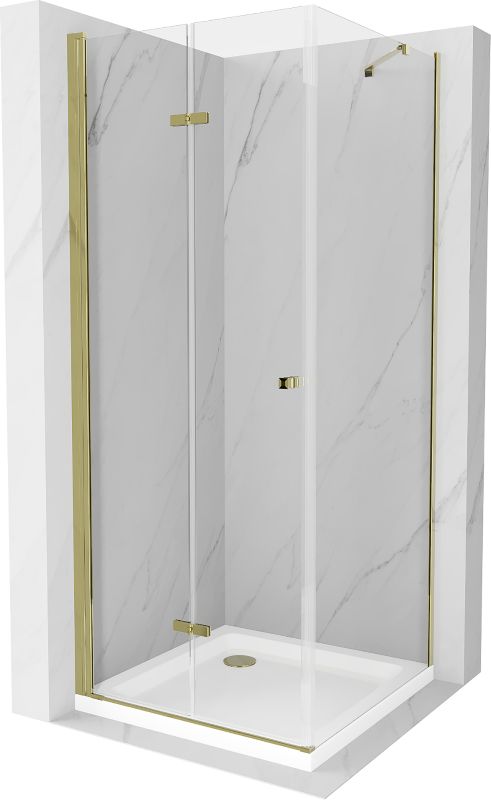 Kabina prysznicowa Mexen Lima składana 90 x 90 cm transparent złota + brodzik Flat