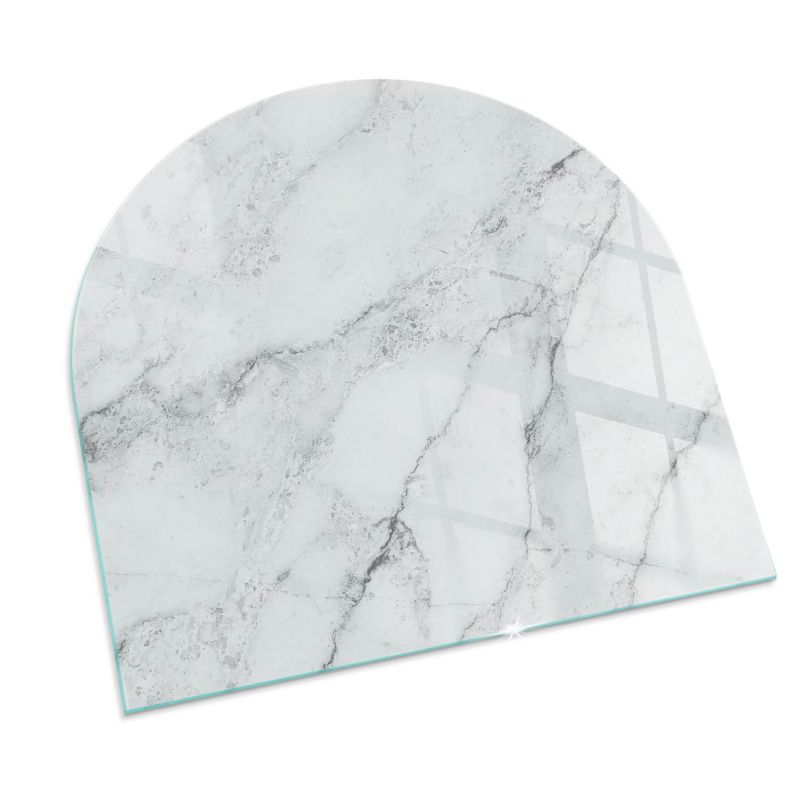 Szklana Podkładka Pod Kominek Półowalny Wallfluent 100x100 cm Marmurowa faktura z żyłkami 1 szt.