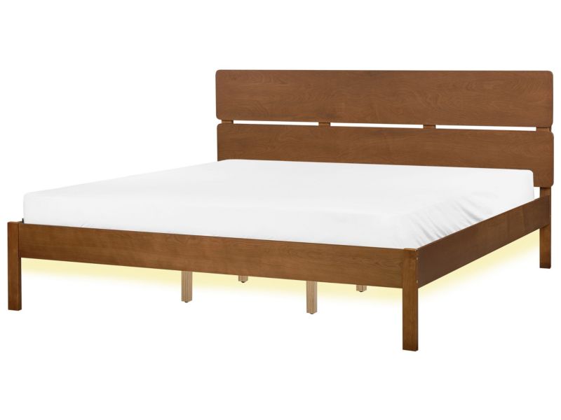 Łóżko LED drewniane 180 x 200 cm jasne Boisset 1 szt.