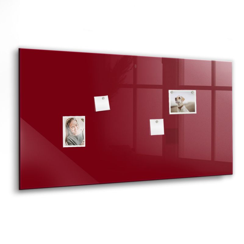 Szklana tablica magnetyczna Wallfluent 120x60 cm Kolor burgundowy Biały marker 1 szt.