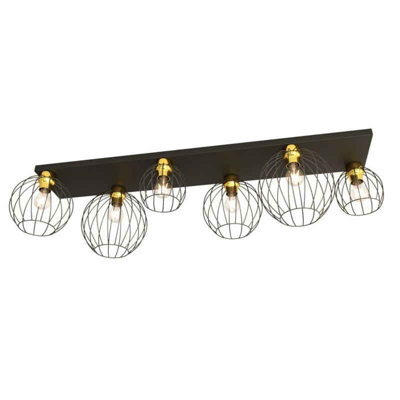 Lampa sufitowa wisząca Emibig Nest 0399 czarno-złota industrialna 6xE27 x 15W 1 szt.