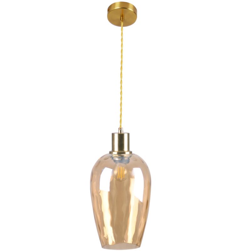 Lampa wisząca Polux Largi 8831 bursztynowo-złota szklany klosz 1xE27 x 20W 1 szt.