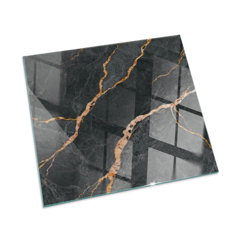 Szklana Podkładka Pod Kominek Kwadrat Wallfluent 60x60 cm Marmur z delikatnymi żyłkami 1 szt.