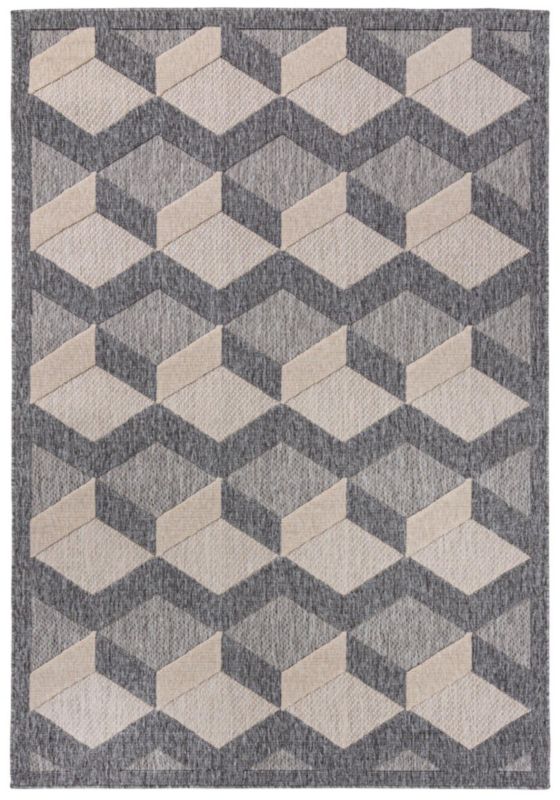 Dywan wewnętrzny/zewnętrzny Cansas FG40B prostokąt Mazovia 80x 150 cm beżowy,kremowy,szary motyw geometryczny krótki włos 1 szt.