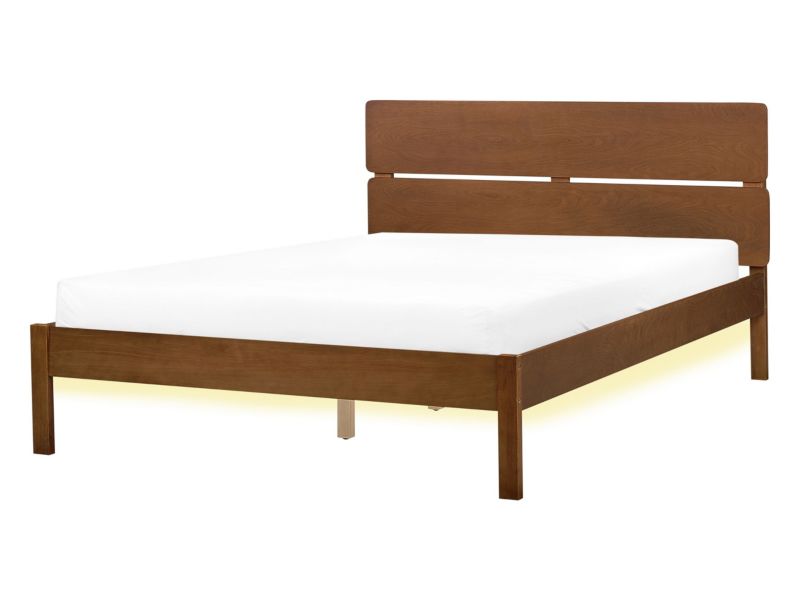 Łóżko LED drewniane 140 x 200 cm jasne Boisset 1 szt.