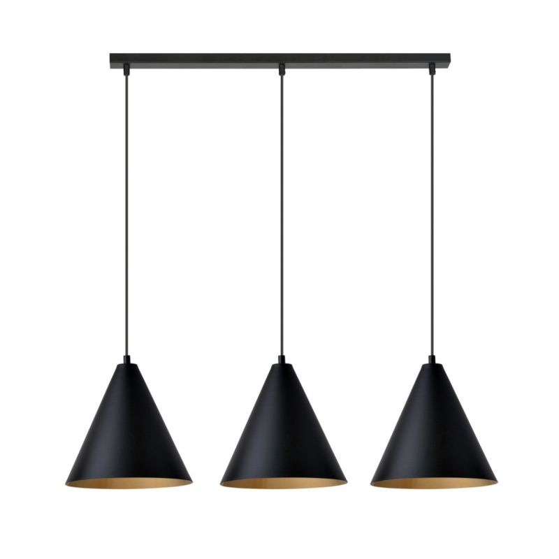 Lampa wisząca Emibig Rebel czarno-złota stożki 3xE27 x 60W 1 szt.