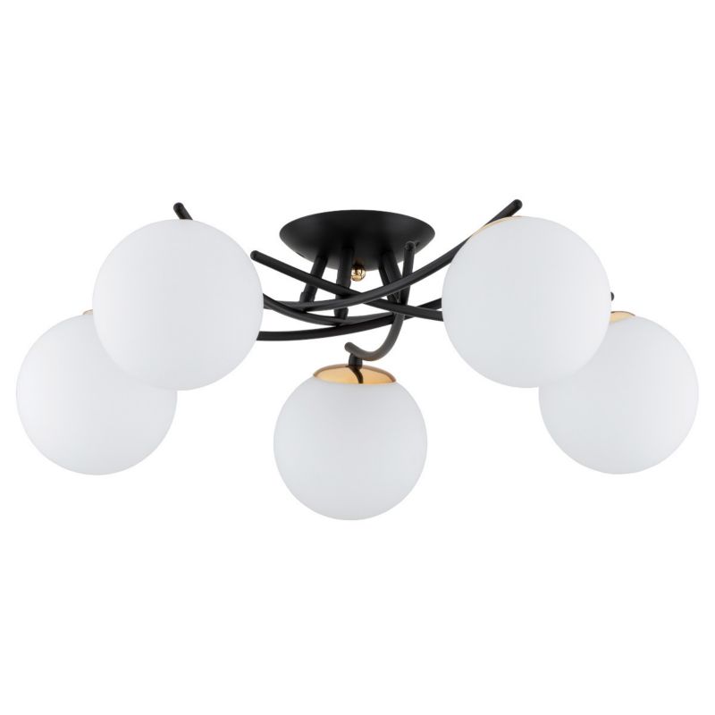 Lampa sufitowa wisząca Alfa Savi 2585 czarno-biała-złota nowoczesna 5xE14 x 10W 1 szt.
