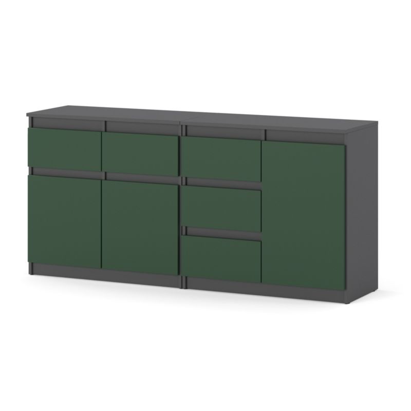 Komoda Hurtownia-Mebli Szuflady 5 Agnolia Mini 160cm Szary Mat Butelkowa Zieleń 160x35x75 cm 1szt.