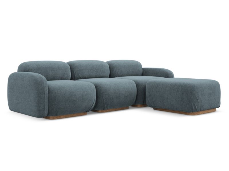 Narożnik uniwersalny Makamii Ailani z tkaniny bouclé 270x190 cm jeans 1 szt.