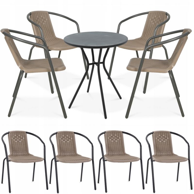 Zestaw Mebli Balkonowych Focus Garden Simple 4x Krzesła Stolik 60cm Na Taras Balkon 1 szt