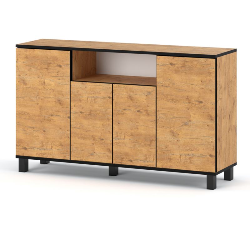 Komoda Hurtownia-Mebli 4 Drzwi Bruno 140cm Dąb Lancelot Dąb Lancelot 140x35x80 cm 1szt.