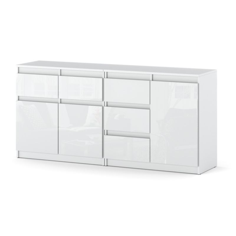 Komoda Hurtownia-Mebli Szuflady 5 Agnolia Mini 160cm Biały Mat Biały Połysk 160x35x75 cm 1szt.