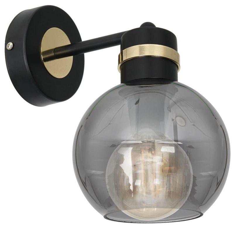 Kinkiet ścienny Milagro Omega czarno-złoty-dymiony 1 x E27 x 60W IP20 wym: 30 x 16 x 16 cm - 1 szt.