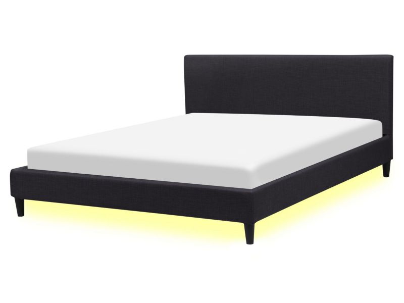 Łóżko LED Fitou 160 x 200 cm LED Czarny 1 szt.