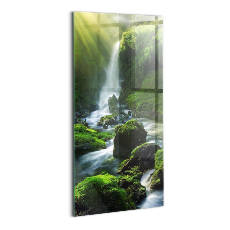 Szklany Obraz Ścienny Wallfluent 70x140 cm Wodospad i skały 1 szt.