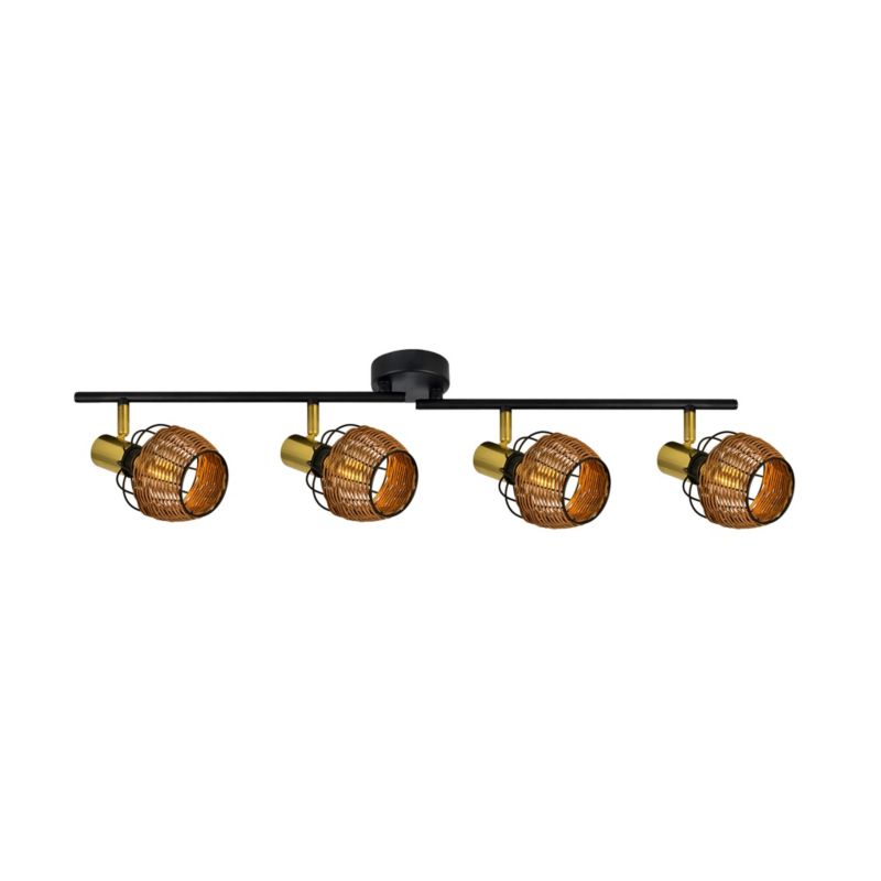 Lampa sufitowa wisząca Zuma Line Copa 7590 czarno-złota-rattan boho 4xE14 x 40W 1 szt.