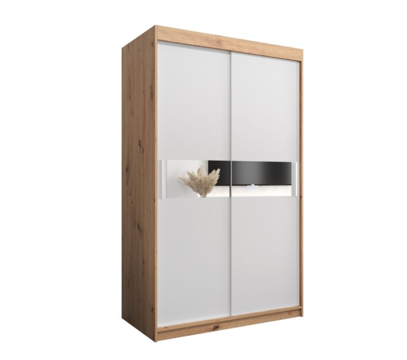Szafa przesuwna Garderoba Abiks HAWANA 3 120 dąb artisan + biały mat 1 szt.