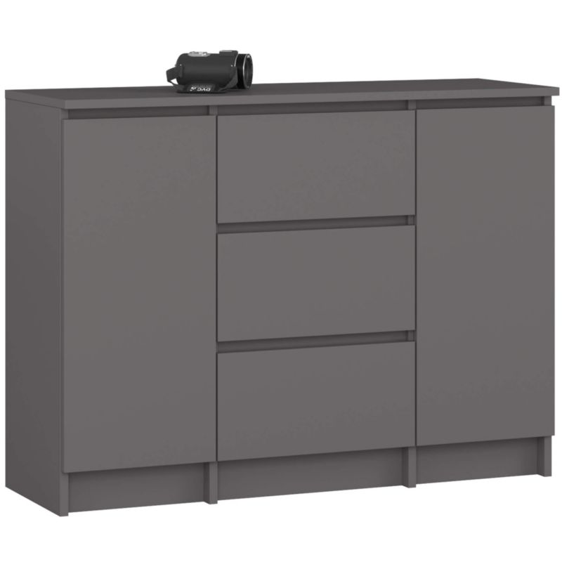 Komoda AKORD K100 kolor Grafit Szary mat 101 cm 2 drzwi 3 szuflady 4 półki 101x35x76 cm 1 szt.