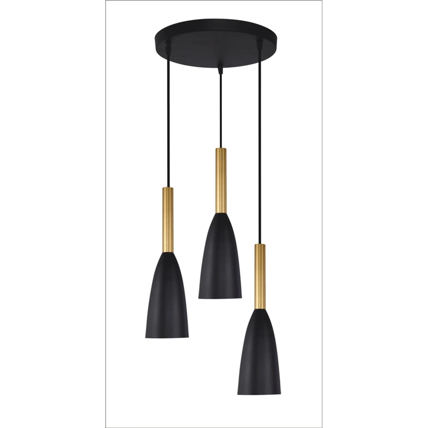 Light Prestige Lampa wisząca SOLIN talerz czarno-złota 3xE27