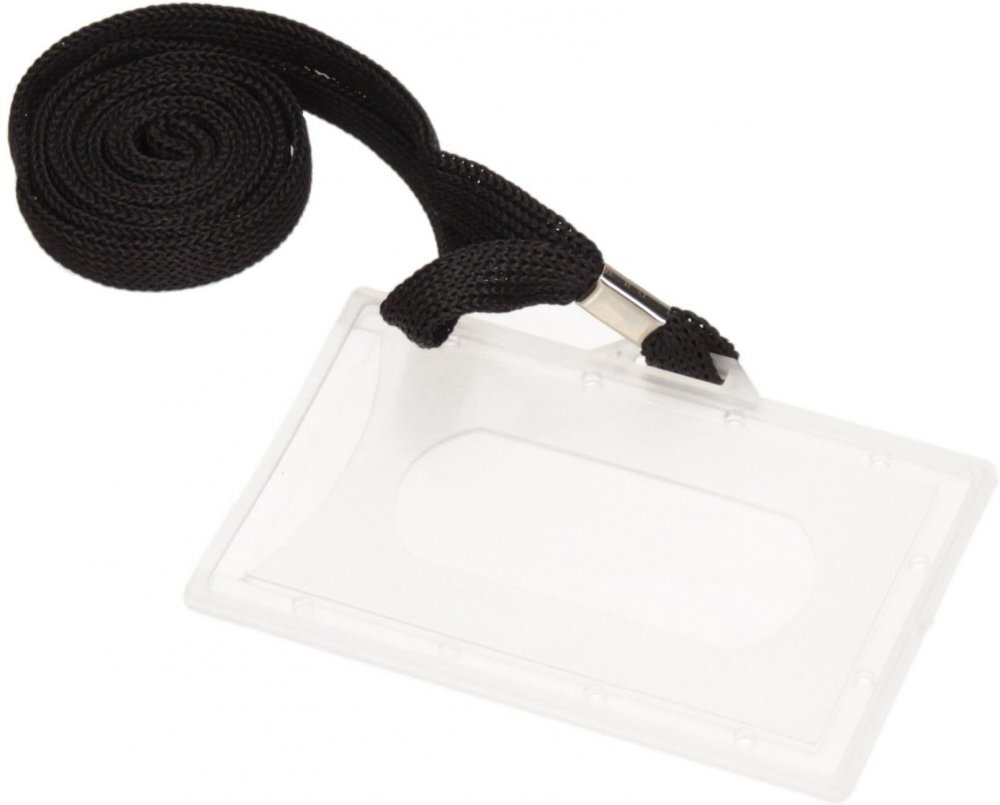 50x holder do identyfikatorów Argo, z czarną taśmą o szerokości 8mm, 92x59mm, przezroczysty