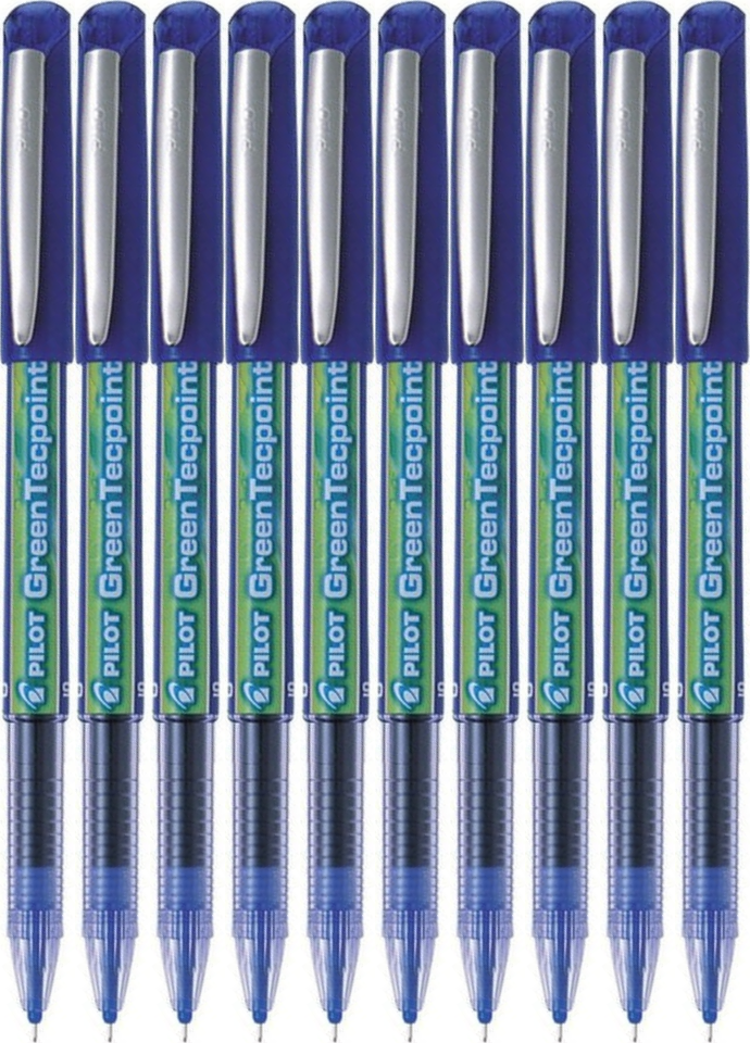 10x Cienkopis Pilot, GreenTecpoint, 0.5mm, niebieski