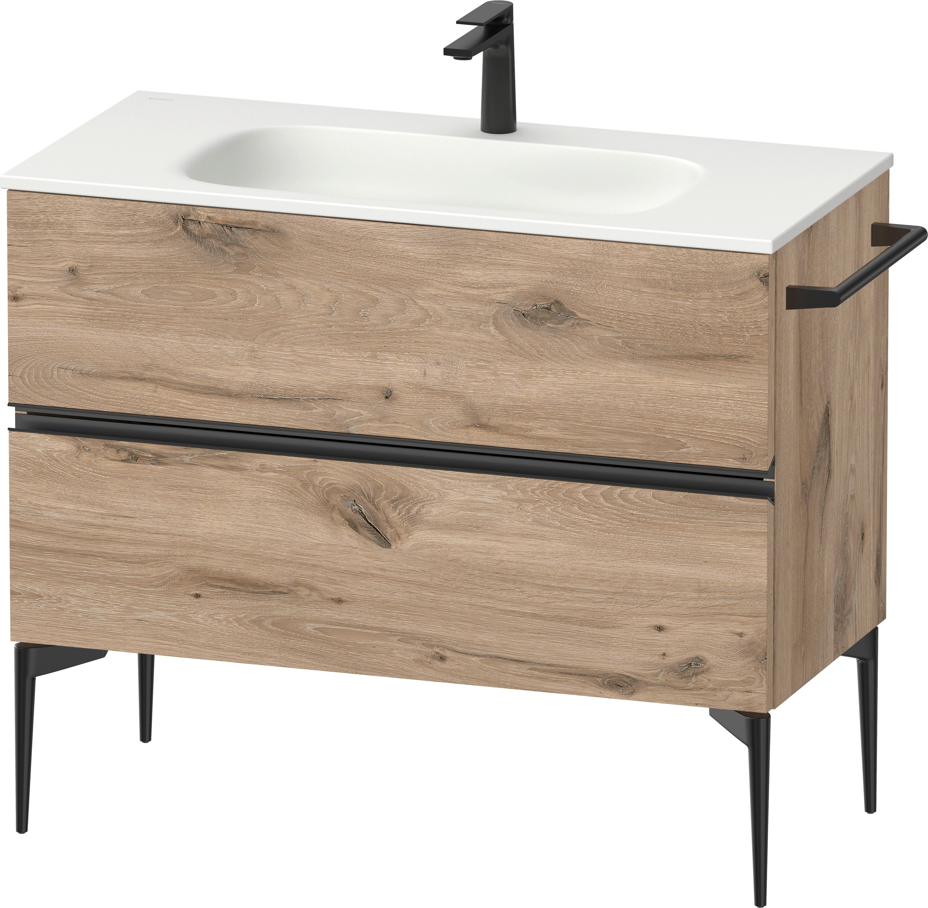 Duravit Sivida szafka 101x47,7x59,2 cm podumywalkowa wisząca czarna-dąb SV46520BD550000