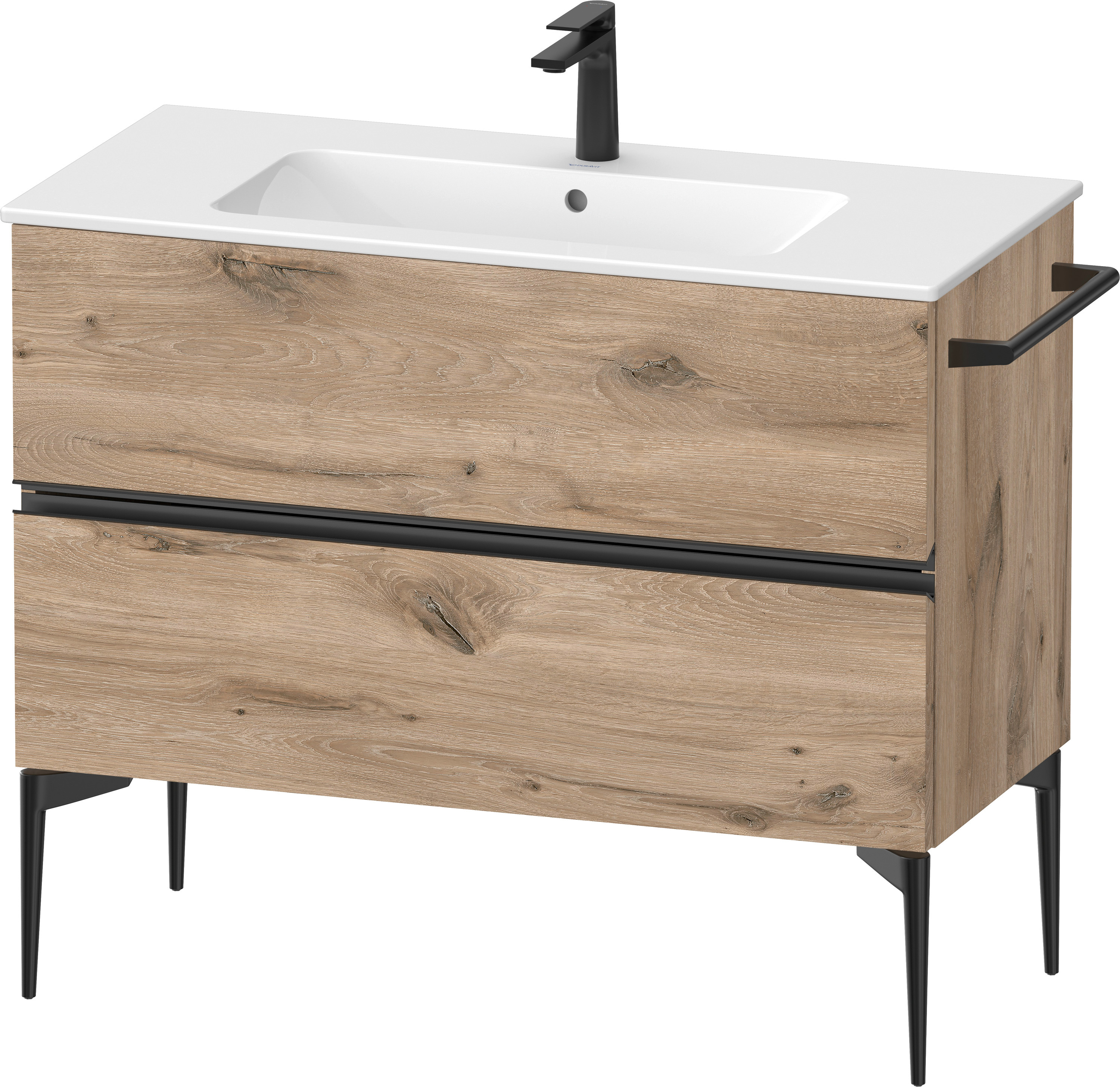 Duravit Sivida szafka 101x47,7x59,1 cm podumywalkowa wisząca czarna-dąb SV46450BD550000