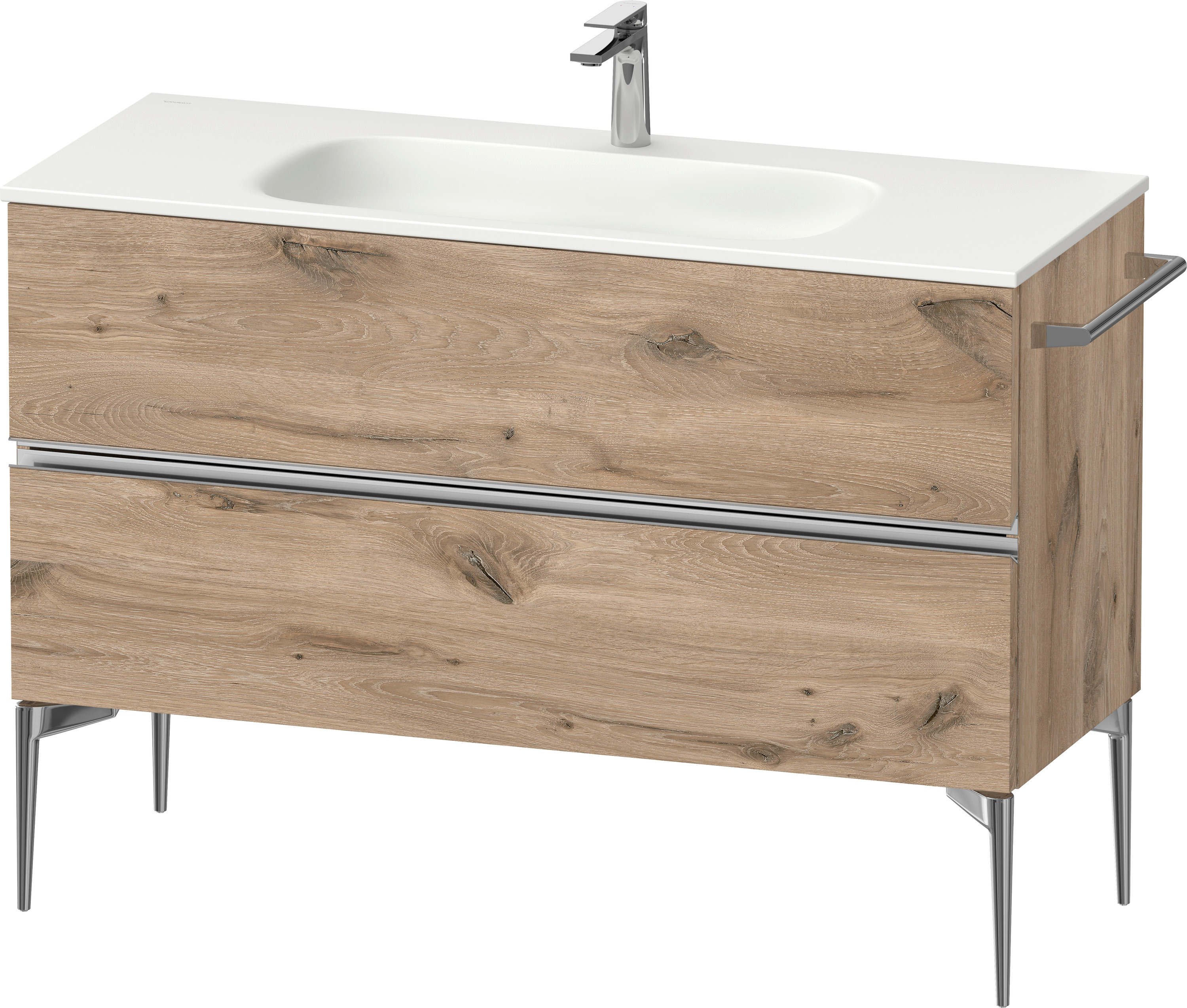 Duravit Sivida szafka 121x47,7x59,2 cm podumywalkowa wisząca dąb-chrom SV4653010550000