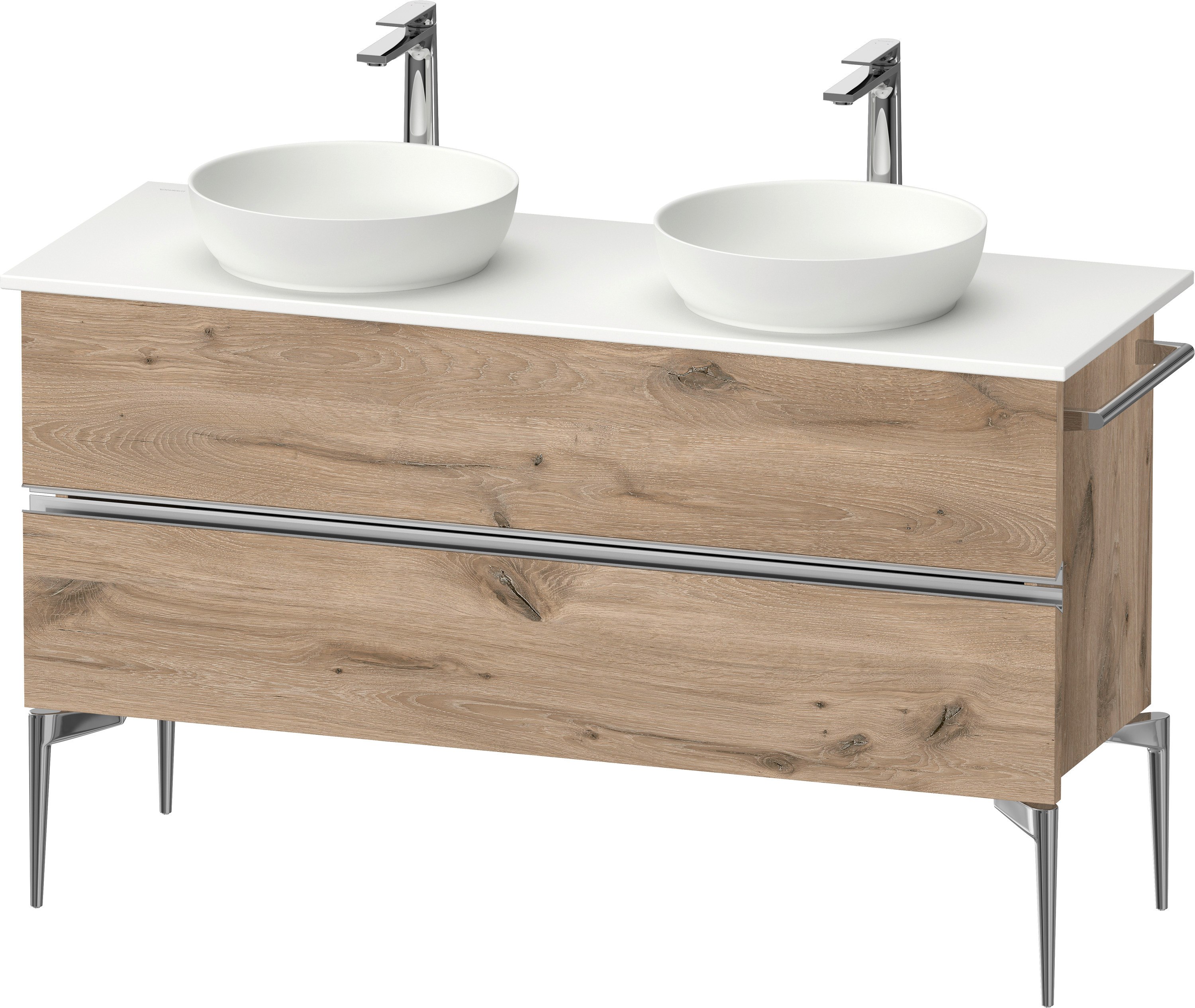 Duravit Sivida szafka 131,5x47,5x54,8 cm podumywalkowa wisząca dąb-chrom SV4661010550000
