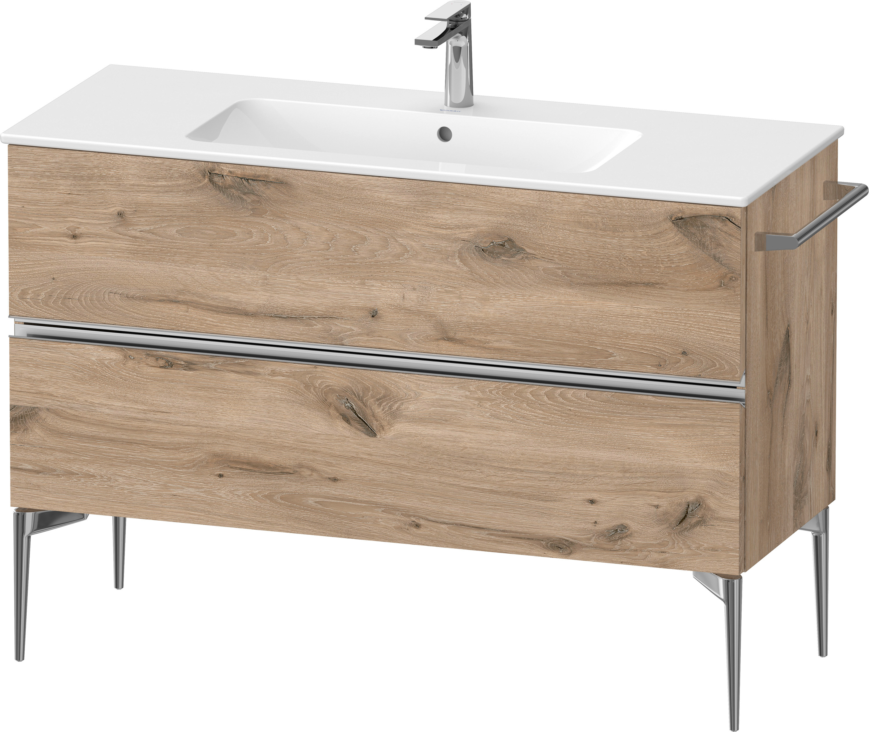 Duravit Sivida szafka 121x47,7x59,1 cm podumywalkowa wisząca dąb-chrom SV4646010550000