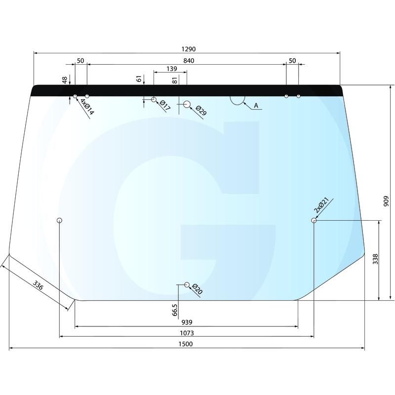 Szyba tylna górna z czarną krawędzią CASE JXU FIAT L Ford New Holland TL T5000 82016997