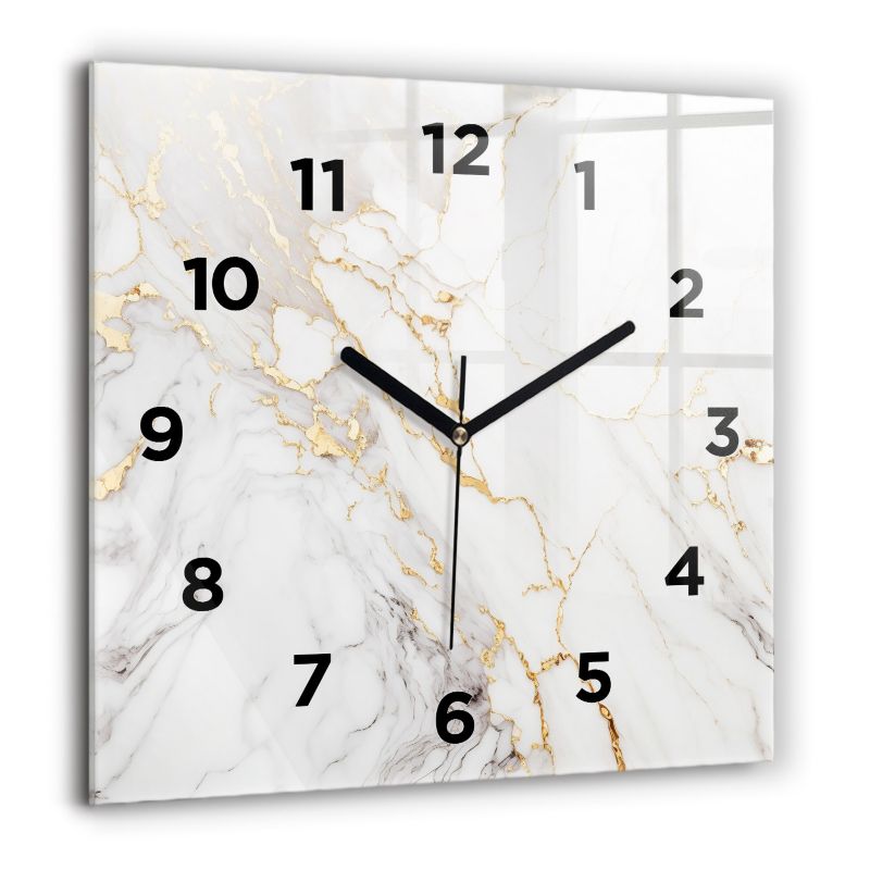 Zegar z czarnymi wskazówkami Wallfluent 60x60 cm Marmur ozdobny 1 szt.