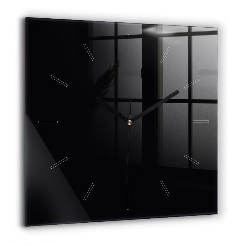 Zegar szklany czarne wskazówki Wallfluent 60x60 cm Czarny 1 szt.
