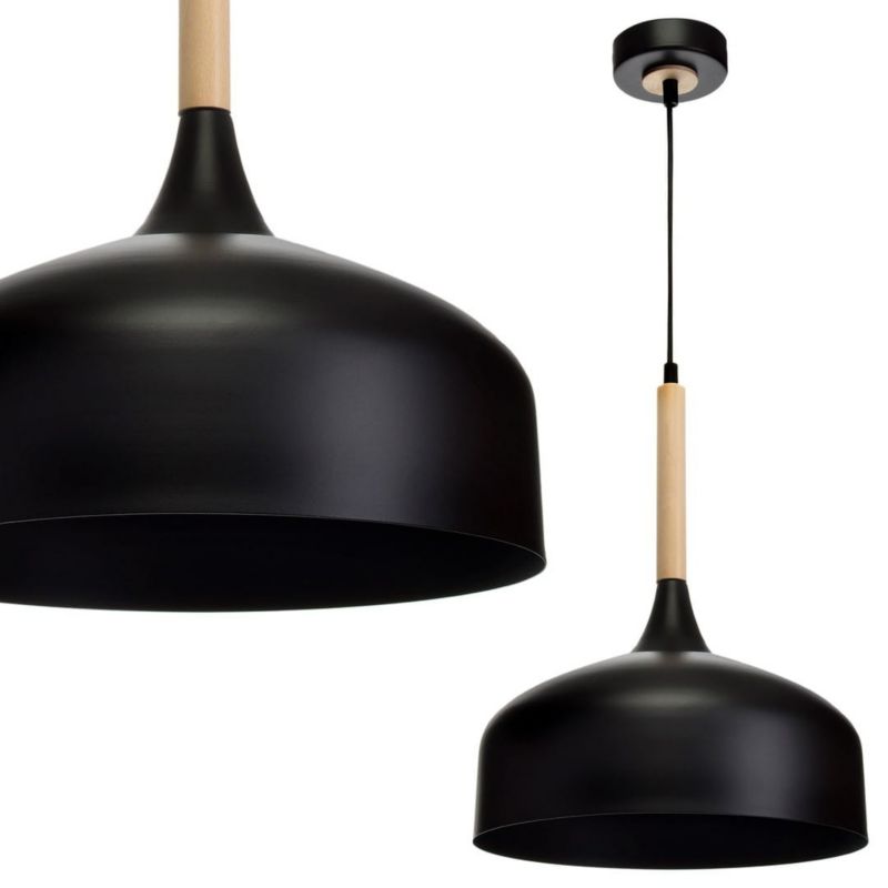 Lampa wisząca Milagro Taylor 2188 czarna-jasne drewno szerokość 30 cm 1xE27 x 60W 1 szt.