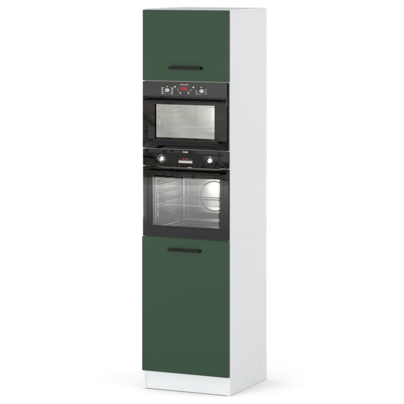 Szafka Kuchenna Hurtownia-Mebli Stojąca Do zabudowy piekarnika Blanka Słupek S60 60cm Biały Mat Butelkowa Zieleń 60x58.5x217 c