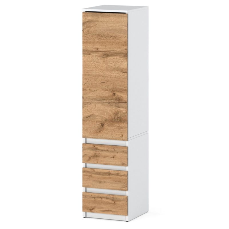 Szafa Hurtownia-Mebli Szuflady 3 Posti 40 3sz 40cm Biały Mat Dąb Wotan 40x50x180 cm 1szt.