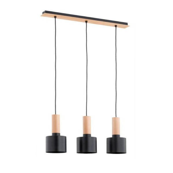 Lampa wisząca Alfa Kastel 3279 czarna-jasne drewno retro 3xE27 x 15W 1 szt.