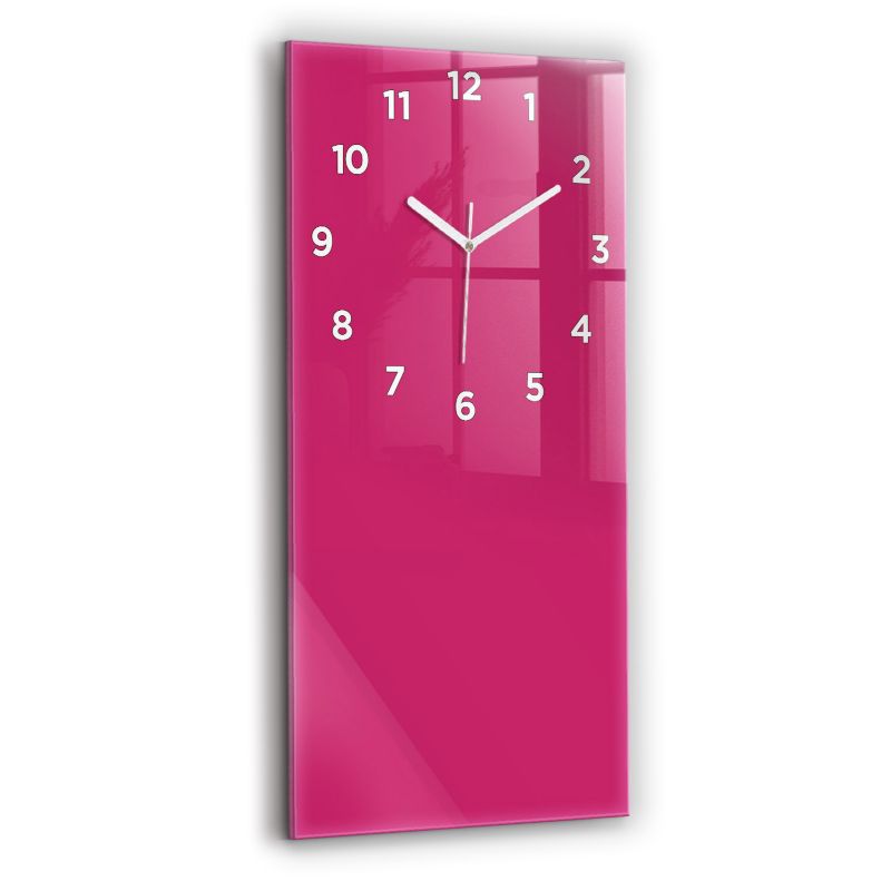Zegar z białymi wskazówkami Wallfluent 30x60 cm Kolor mocny różowy Szklany 1 szt.