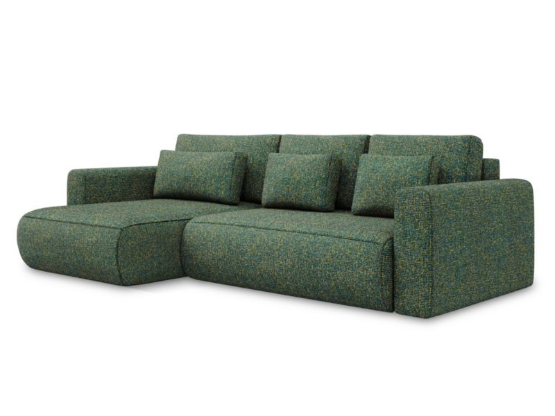 Narożnik lewostronny z funkcją spania Makamii Kapua z tkaniny strukturalnej 278x149 cm zielony 1 szt.