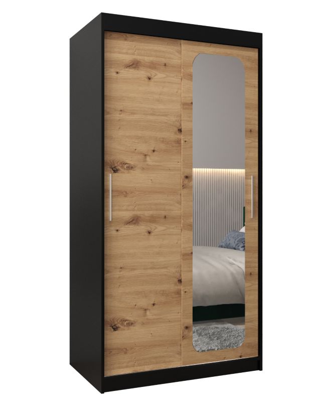 Szafa przesuwna Garderoba Abiks PROMO T2 100 czarny/artisan 1 szt.