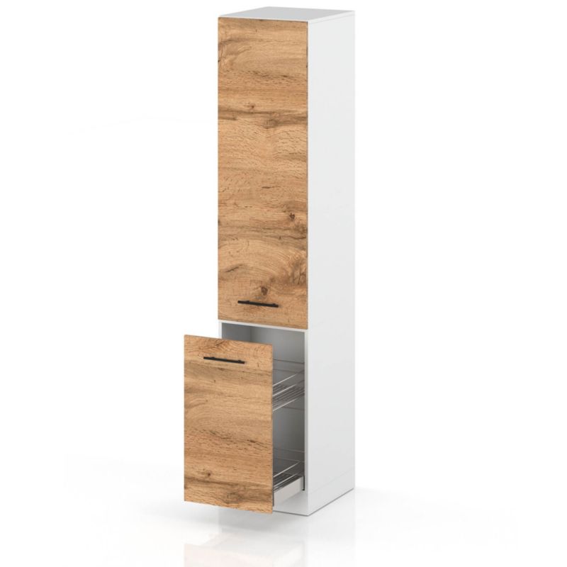 Szafka Kuchenna Hurtownia-Mebli Stojąca Cargo S40 CARGO sPremium 40cm Biały Mat Dąb Wotan 40x58x211 cm 1szt.