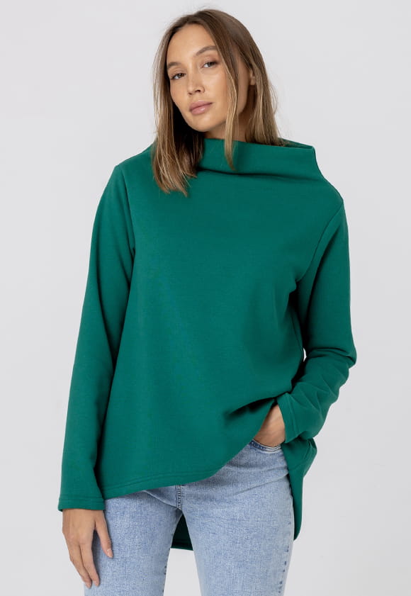 Baumwolle Rollkragen SWEATSHIRT NECK - Flaschengrün