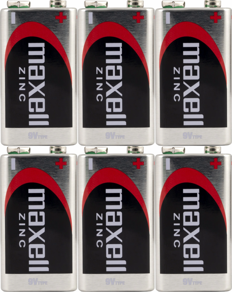 6x Bateria Maxell, 9V, R9 6F22