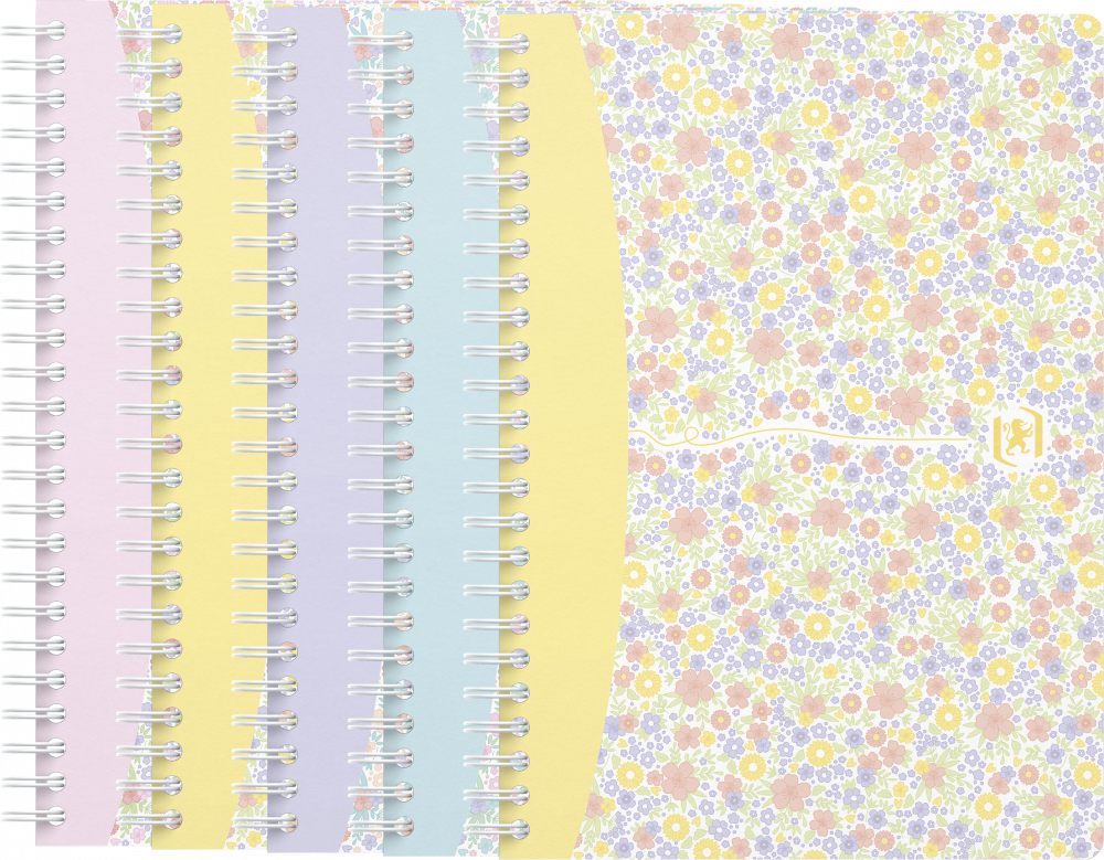 5x Kołonotatnik Oxford Floral, A5, w kratkę, 60 kartek, okładka kartonowa, mix wzorów