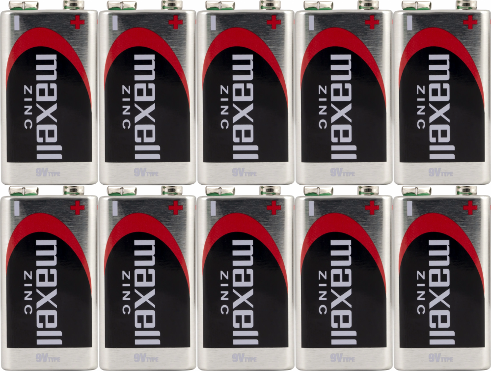 10x Bateria Maxell, 9V, R9 6F22